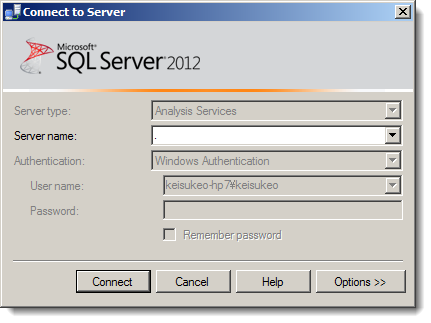 SQL Server Management Studio で SSAS に接続する